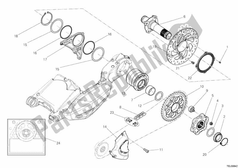 Alle onderdelen voor de Naaf, Achterwiel van de Ducati Diavel Carbon 1200 2012